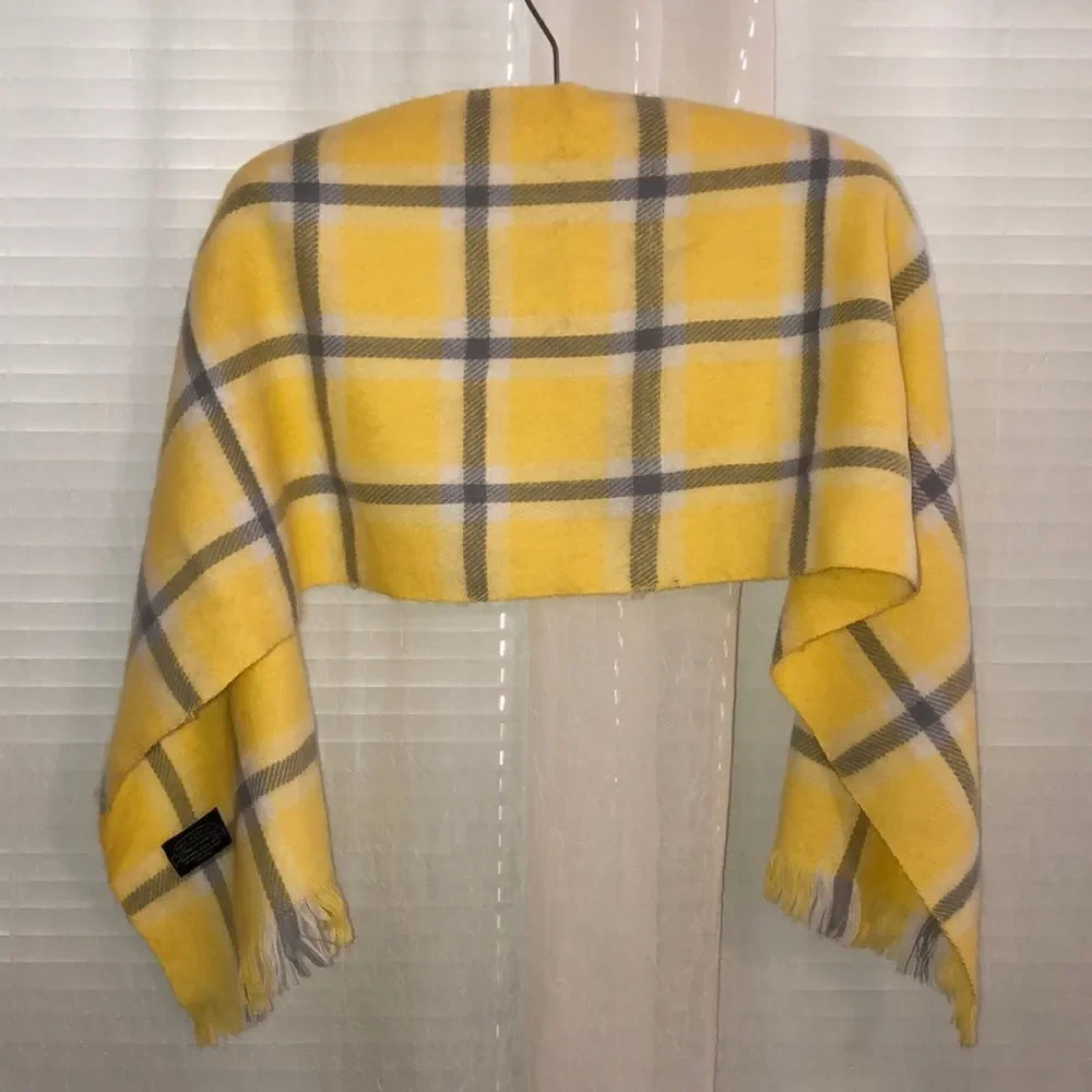 Plaid Yellow White Blue Scarf